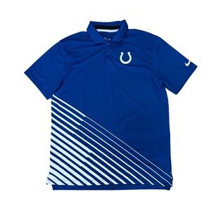 Nike Indianapolis Colts Dri-FIT Polo Shirt Mens Medium Blue White Striped NFL